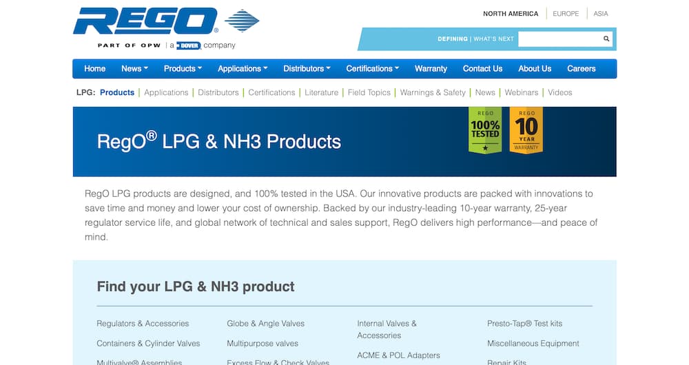 Screenshot of regoproducts.com