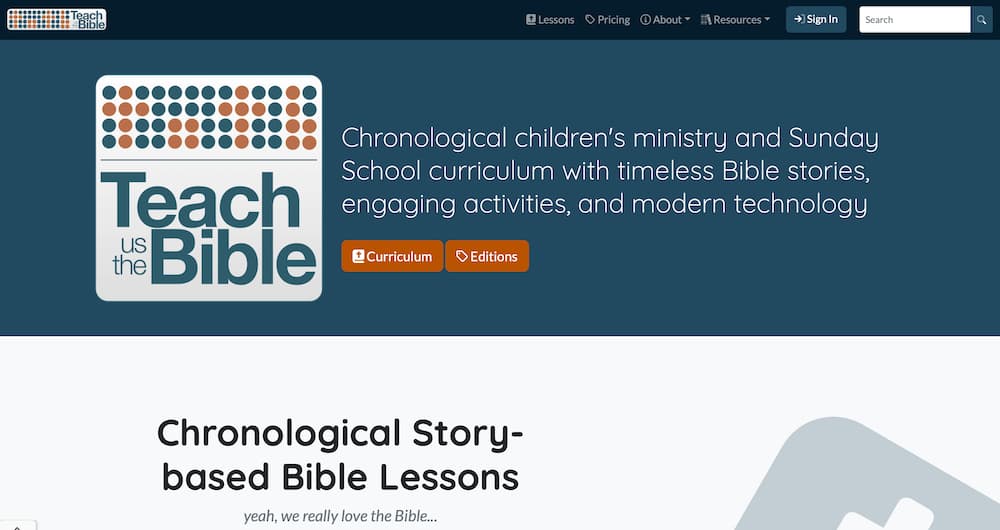 Screenshot of teachusthebible.com